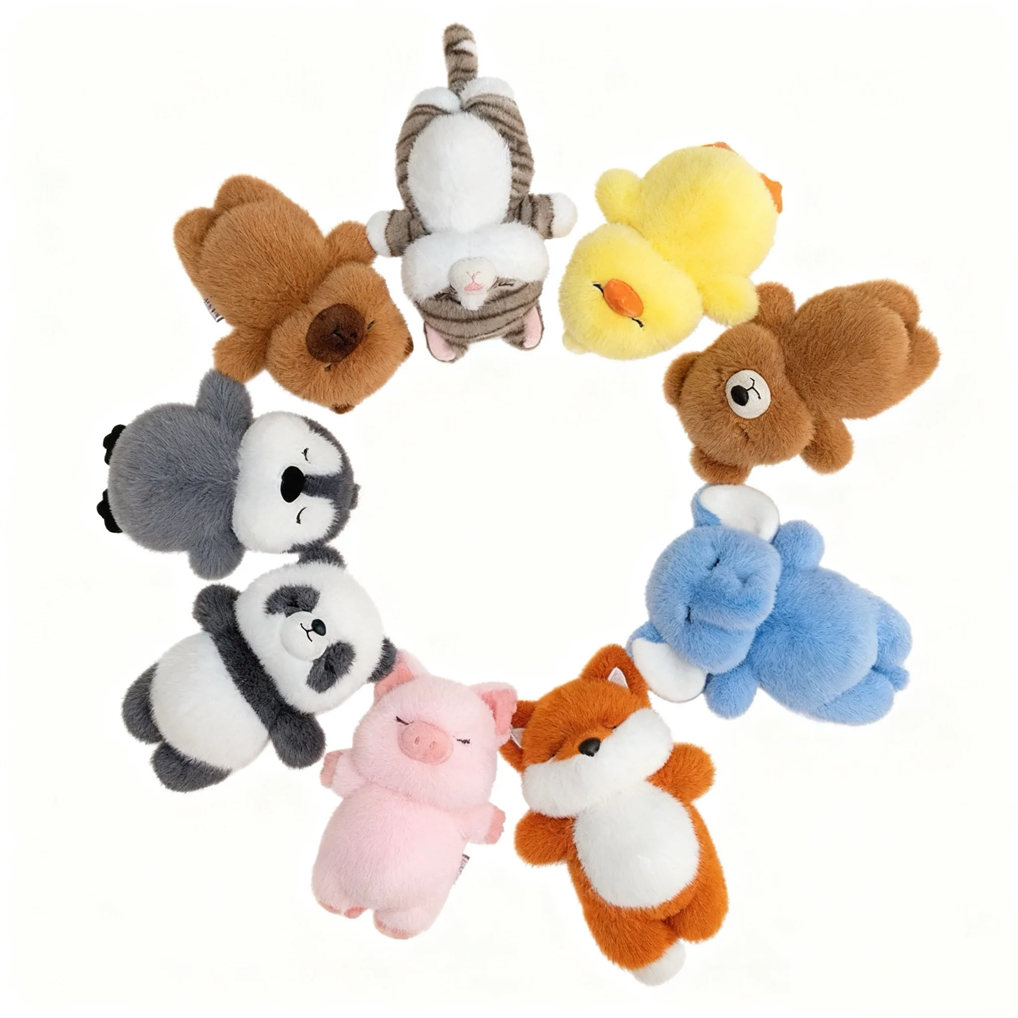 19cm Kawaii Fluffly Lying Animal Plush Toys Capybara Blue Elephant Pink Pig Yellow Duck Penguin Panda Panda Birthday Gifts