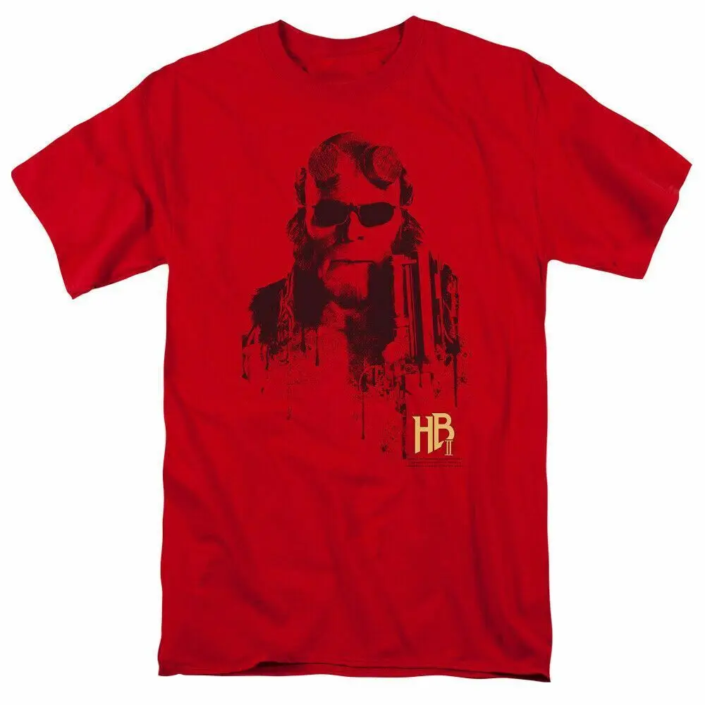 Hellboy 2 The Golden Army Splatter Gun T Shirt Mens Licensed Movie Tee Red