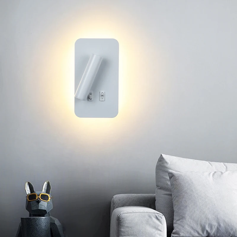 

LED creative wall lamp, modern bedside reading wall lamp, new type of rotatable and adjustable lamp with switch for home decorat