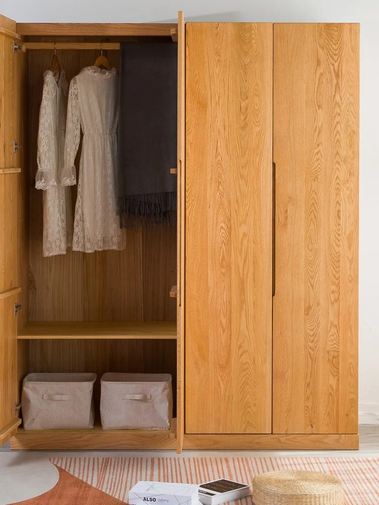 

North American red oak all wardrobe Nordic simple modern wardrobe large cabinet bedroom storage cabinet wardrobe wooden flat