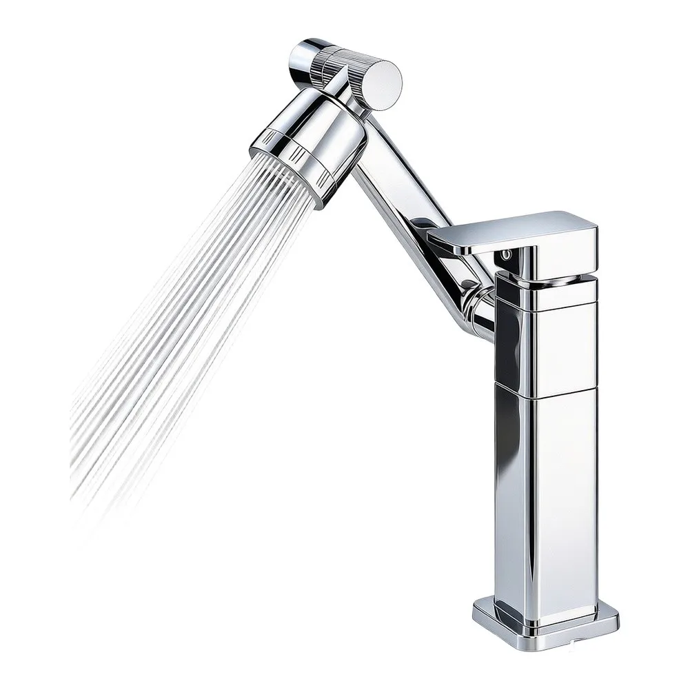 1080 Degree Rotatable Bathroom Faucet Made of Copper Alloy with LED Temp Display and Dual Flow Spray Bubble Settings