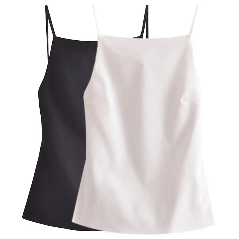 HXAO White Off Shoulder Top Women Thin Straps Backless Bandage Tube Tops Sexys Black Sleeveless Tank Tops Basic Tops Woman 2024