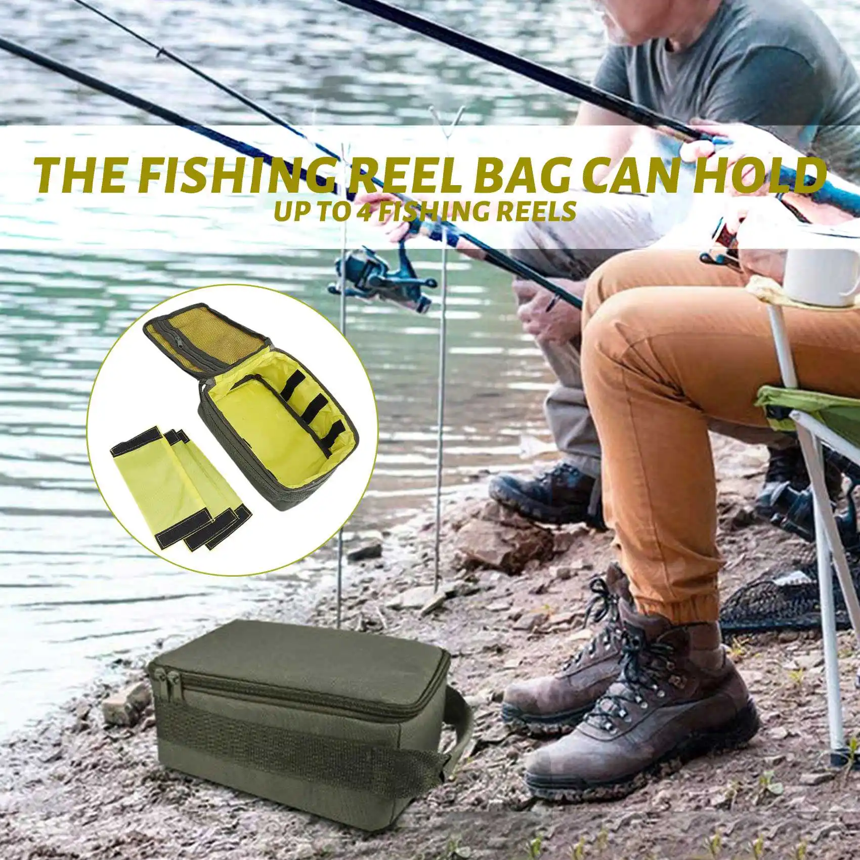 【CYBER MONDAY】Fishing Reel Bag Oxford Fishing Tackle Bag Portable Waterproof Fishing Reel Organizer for Baitcasting Fly Reels