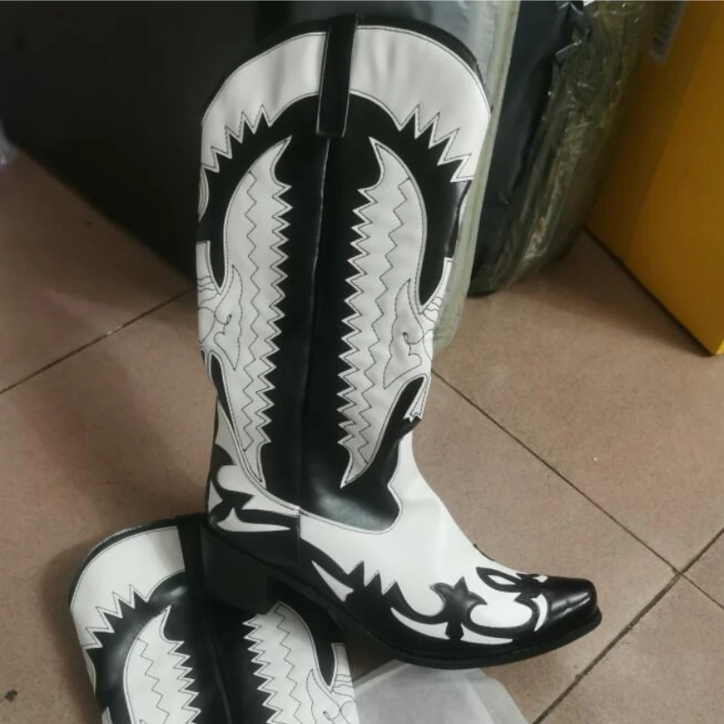 Nouvelles Bottes de Cowboy pour Hommes 2027 – Style Moto Décontracté à Talon Mi-Haut, Qualité Supérieure, Grandes Tailles : 38-44, 45, 46, 47, 48 – Chaussures pour Femmes