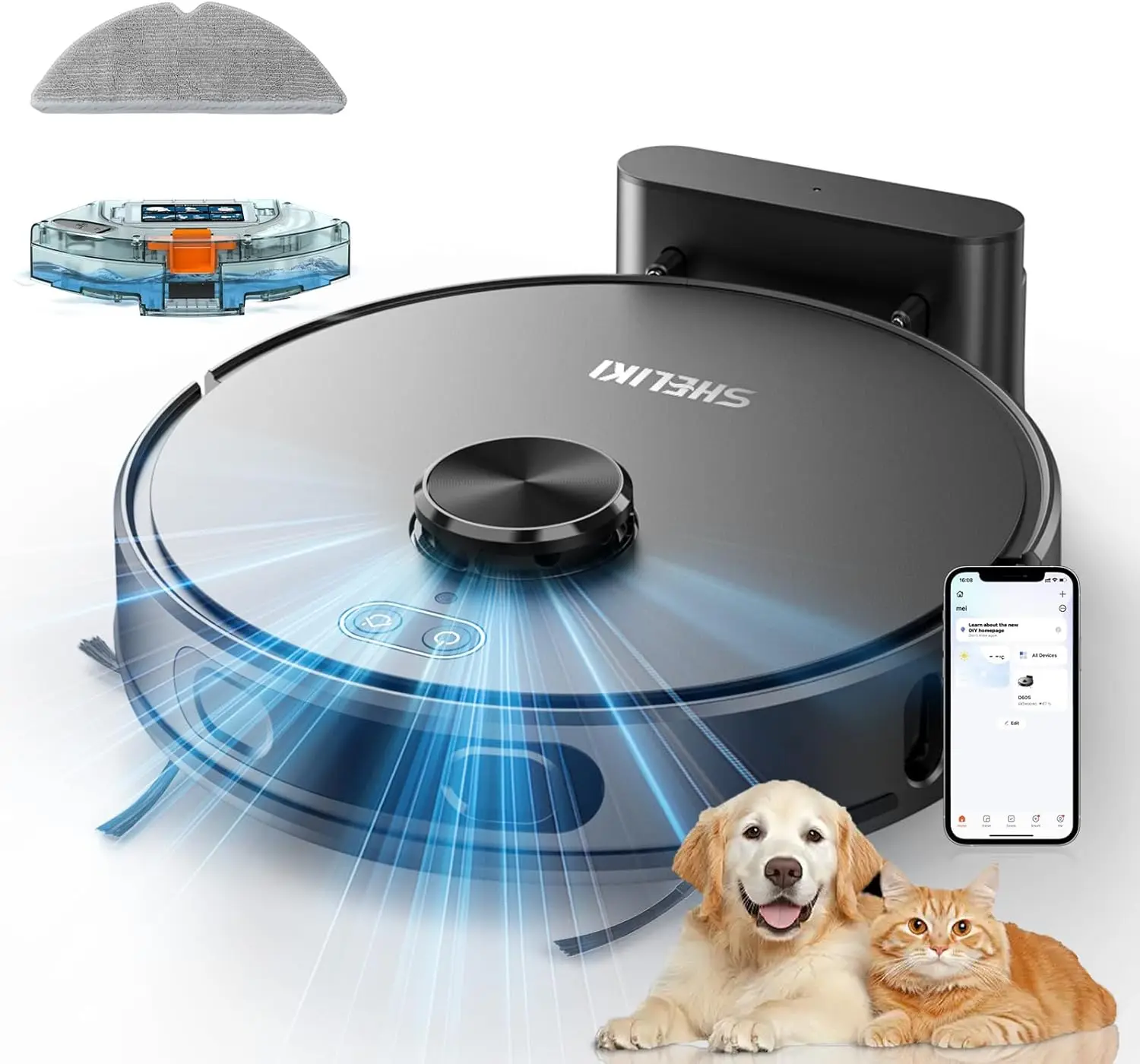 Robot Vacuum and Mop, 3-in-1 Robotic Vacuums Cleaner with LiDAR Navigation Smart Mapping & Max Strong 4000Pa Suction,