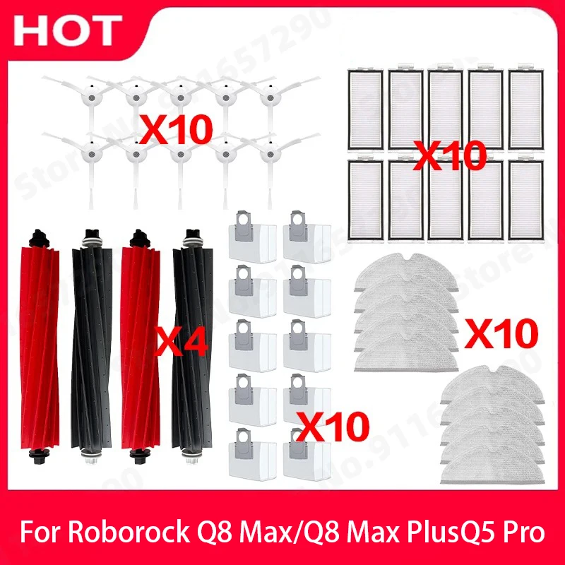 Roborock Q8 Max / Q8 Max Plus / Q5 Pro Plus Ersatzteile Roller Seitenbürste Filter Mopp Staubbeutel Roboter Staubsauger Zubehör