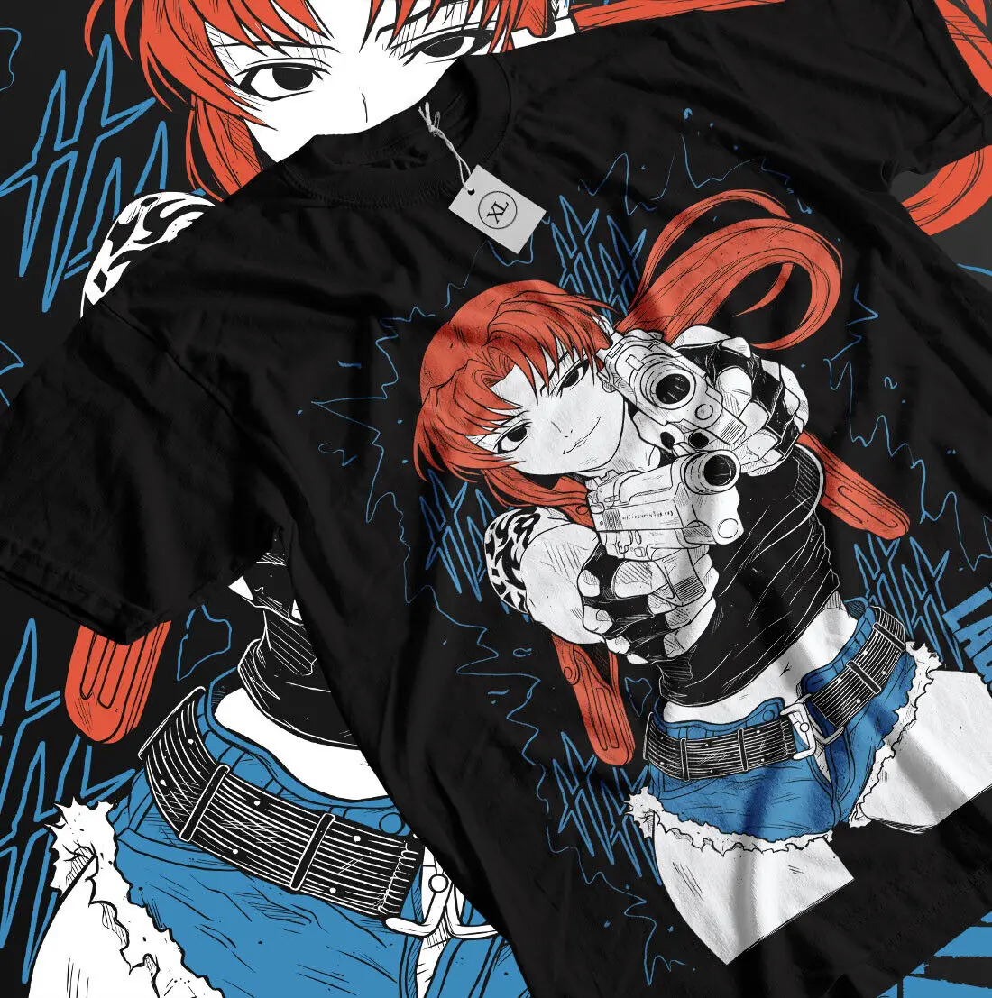 

Black Lagoon Revy T-shirt Manga Strip Girl Anime Manga Gifts Shirt Tee All Size