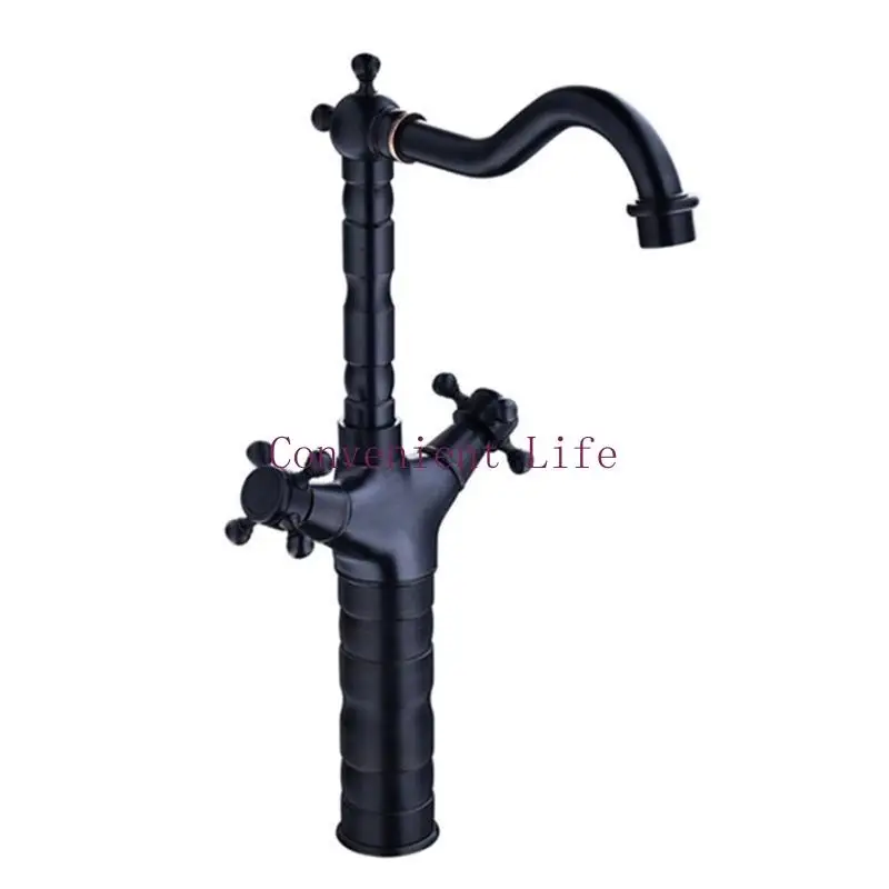 

L1EE Dual Handles Basin Faucet Brass Bronze Finished Mixer Taps 360 Rotation Antique