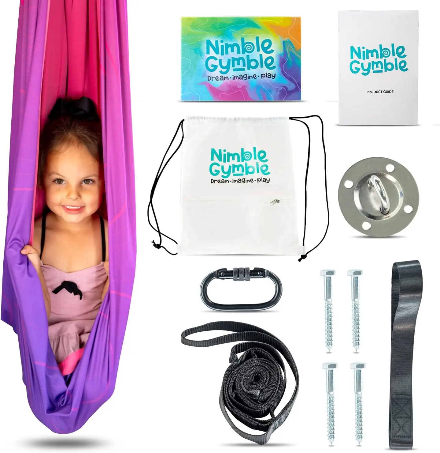 

Indoor Sensory Swing | Double-Layered Reversible Ceiling Swing For Kids With Autism - Hardware Luded, 200 Lbs. Max