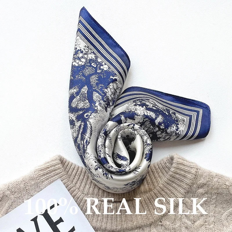 

Шарф из 100% натурального шелка, женский дизайнерский хиджаб с принтом, бандана, платок для отдыха на открытом воздухе, роскошная квадратная шаль, шейный платок, новый