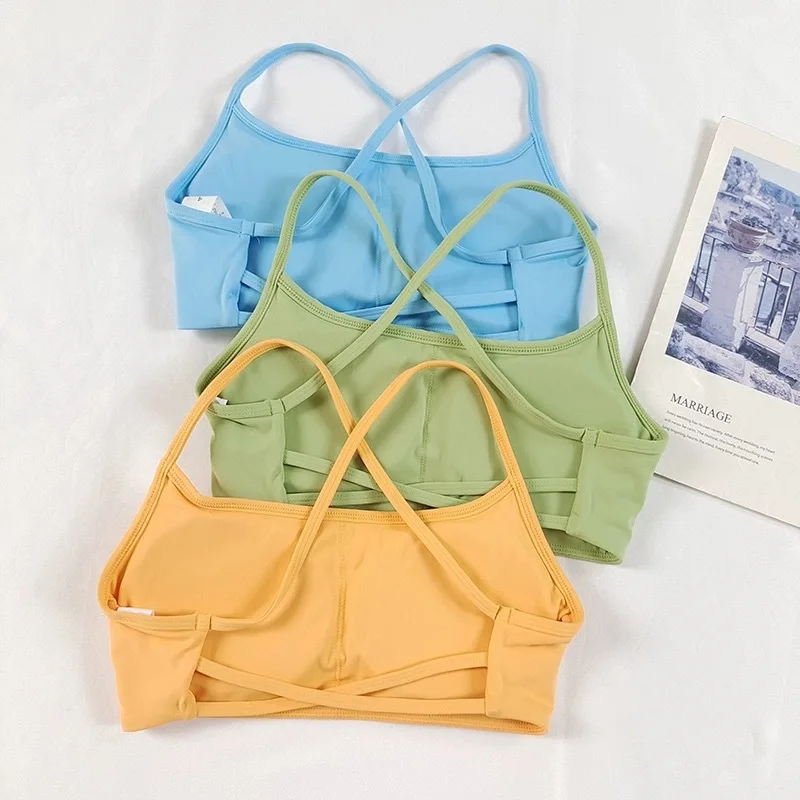 Colorful Strappy Yoga Bra with Sexy Criss Cross Back - Light Support, Quick Dry, Perfect for Summer Workout & Layering image 2