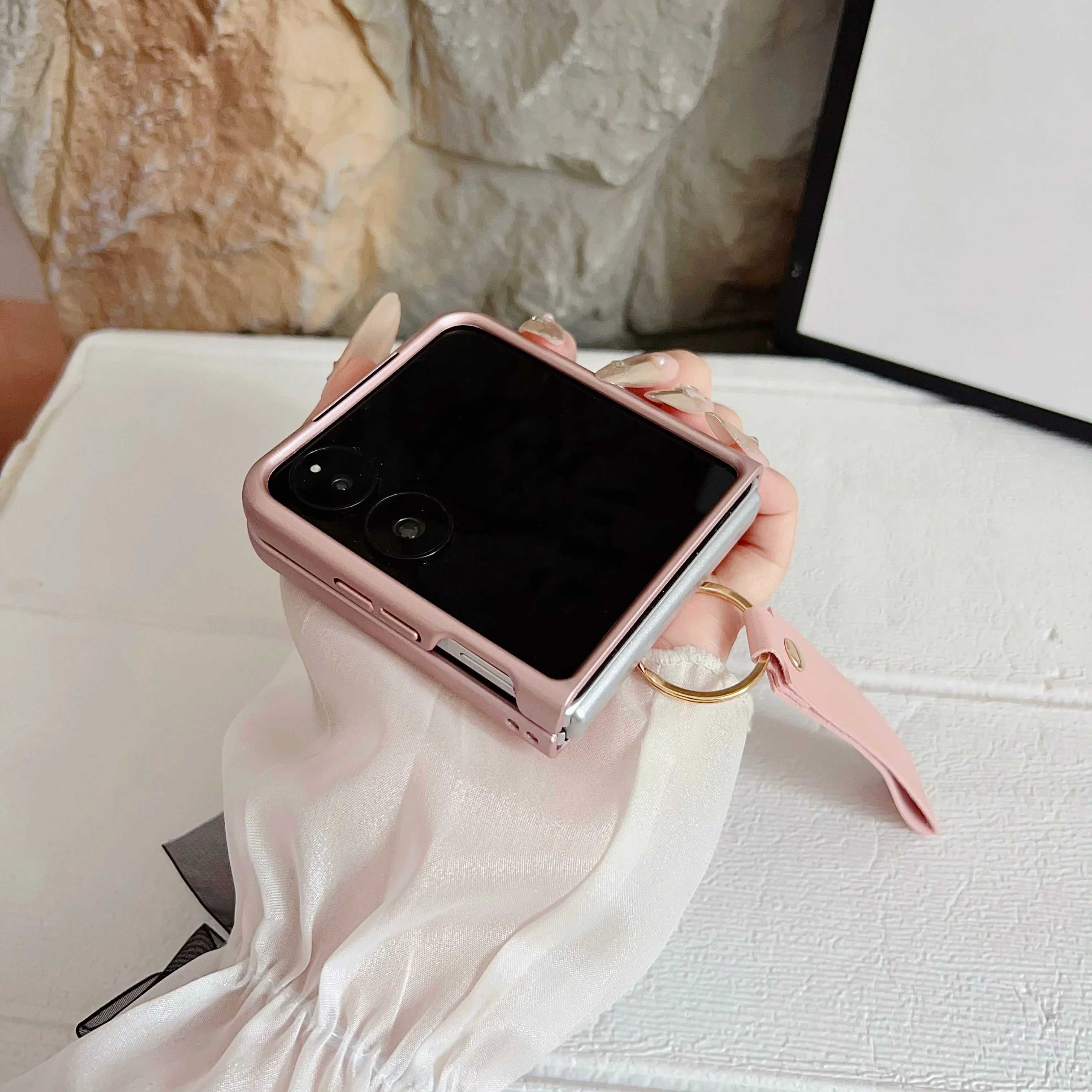 حافظة هاتف جلدية فاخرة بنمط الليتشي مناسبة لهاتف Xiaomi Mix flip، Mix flip2 مع غطاء إبزيم حبل اليد #5