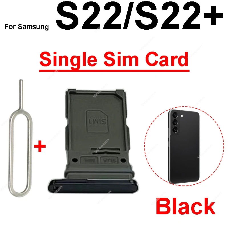 Bandeja de tarjeta Sim para Samsung Galaxy S22 Plus S22 Ultra Dual Nano bandeja de tarjeta Sim individual ranura para tarjetero lector piezas de repuesto