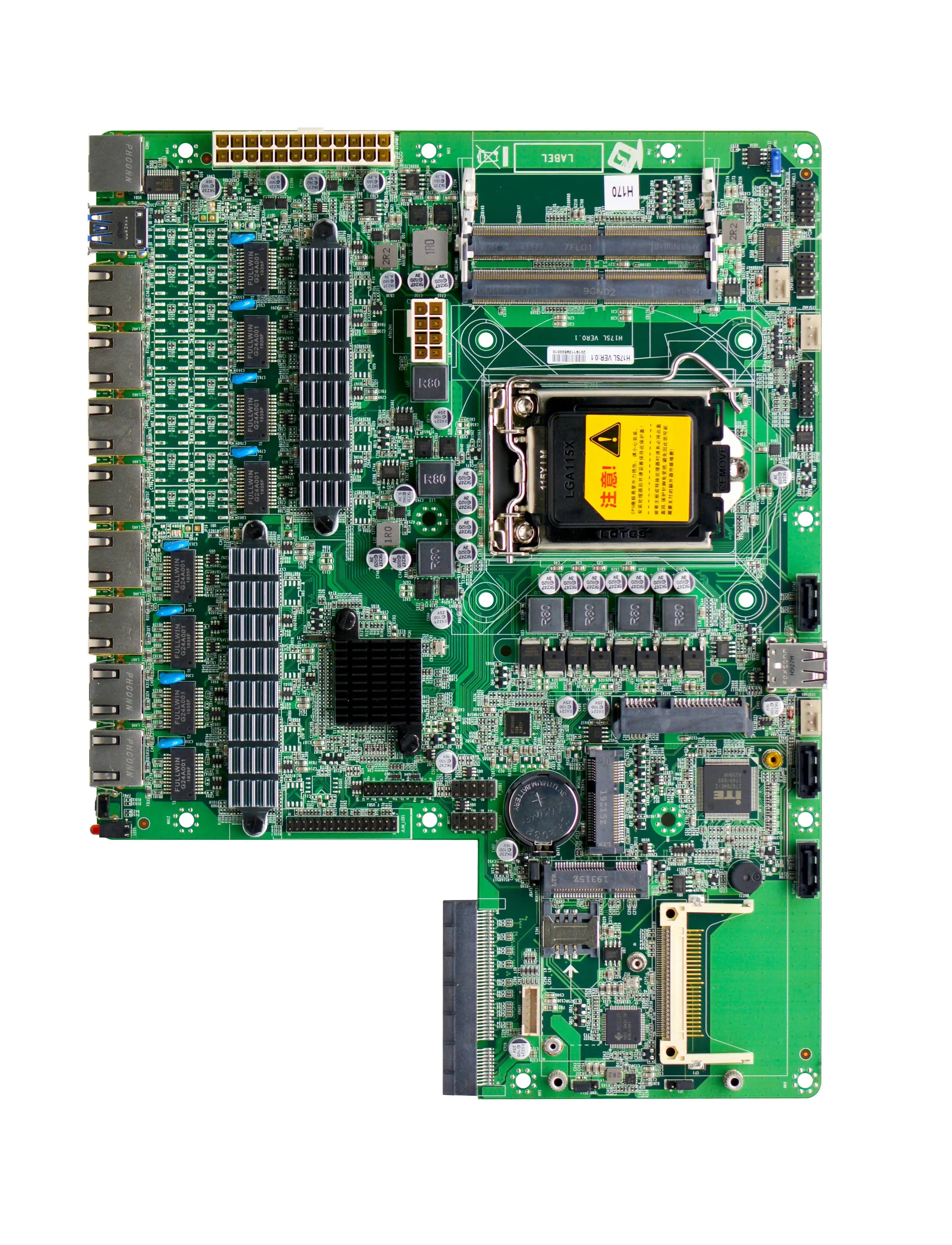 LGA1151 i3 i5 i7 SFP Optical fiber H170 firewall motherboard 8 Nic oem network pfsense appliance mainboard 1* PCIE x8