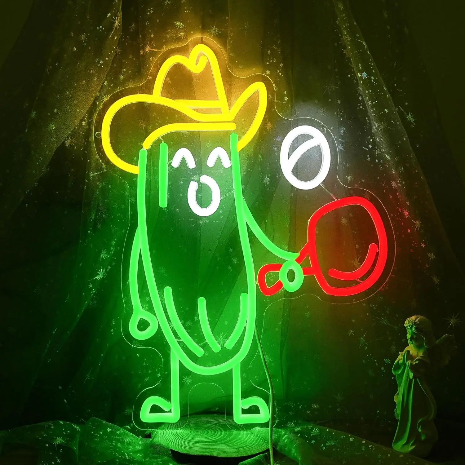 

Cucumbers Play Table Tennis LED Neon Sign for Sport Room Decor USB Dimmable Neon Light for Gameroom Bedroom Bar Wall Art Gifts