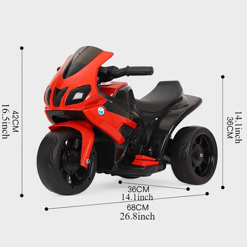 Kids Electric Motorcycle 3 Wheels Rechargeable Motorcycle with LED Light & Music Anti-rollover Super Load-bearing Gifts for Boys