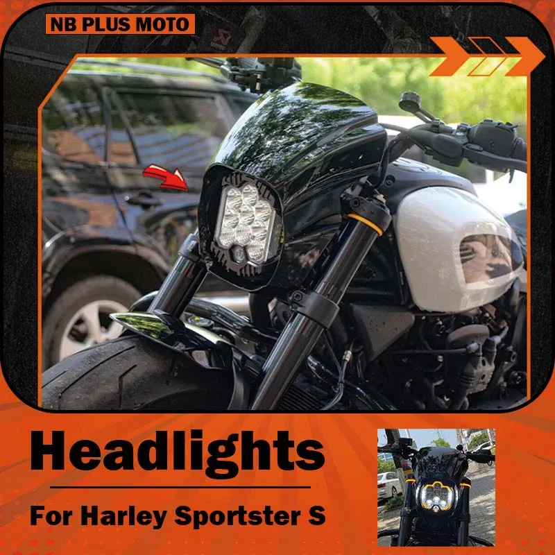 【Premium】For Harley Sportster S modified headlight assembly, pig headlight cover, turn signals