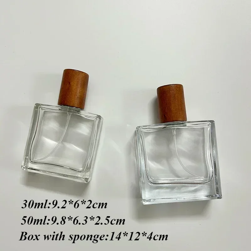 20Pcs/lot 50ml Wooden Cap Perfume Bottle with Box Packaging Refill Empty Perfume Bottle with Packaging Box for Screw Perfume