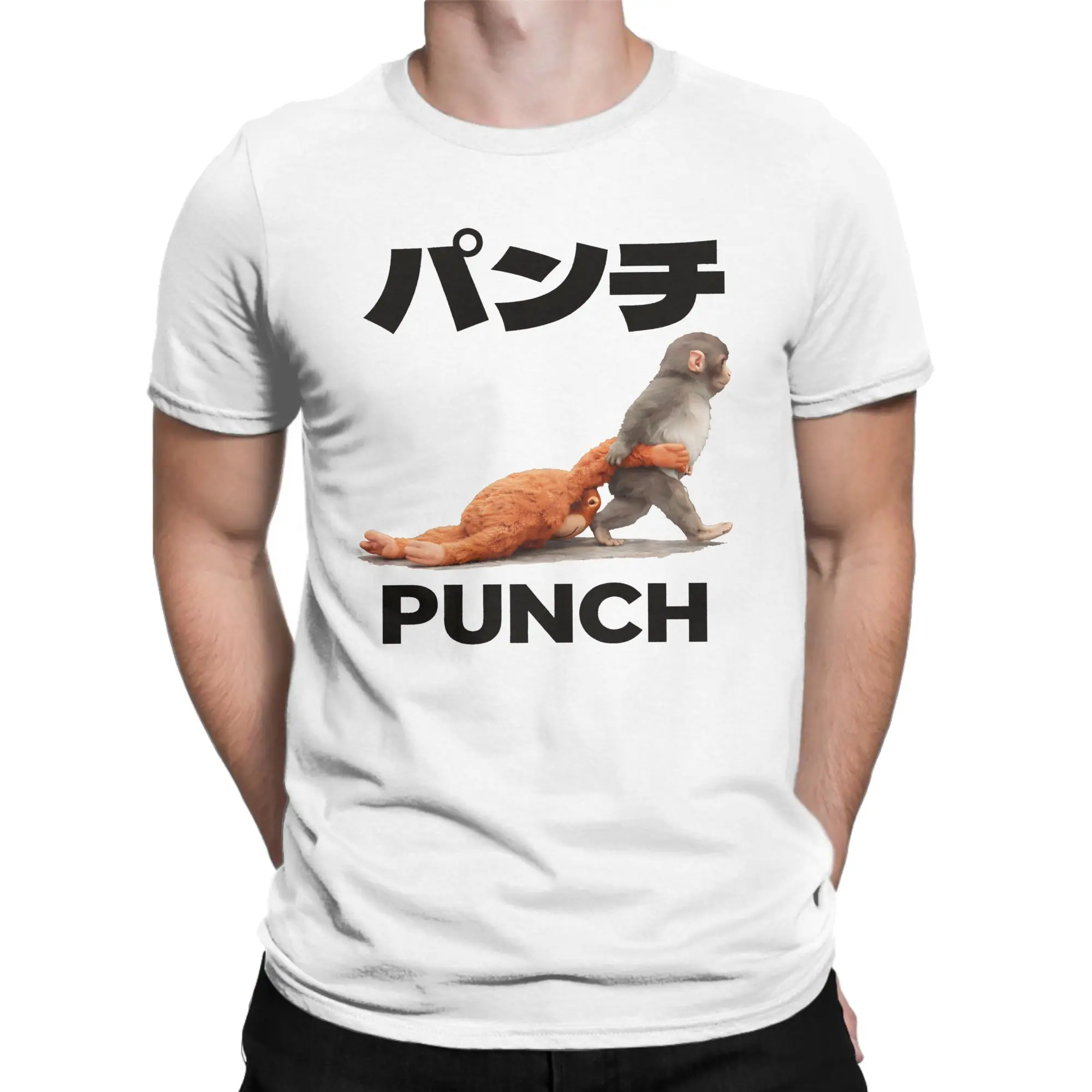 Men T-Shirts Punch Monkey Awesome Pure Cotton Tees Short Sleeve  T Shirt Crewneck Tops Gift