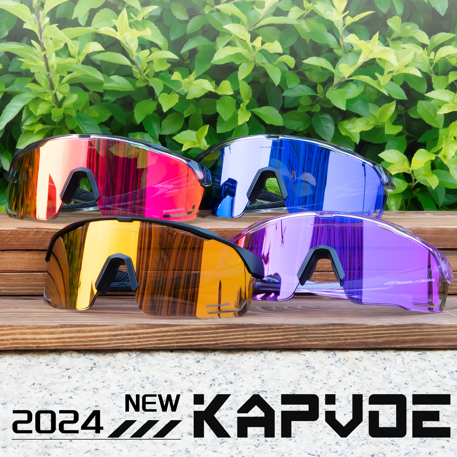 Kapvoe Purple Golden Red Photchromic Cycling Glasses UV400 Protection MTB Bike Glasses Riding Driving Running Sports Eyewear