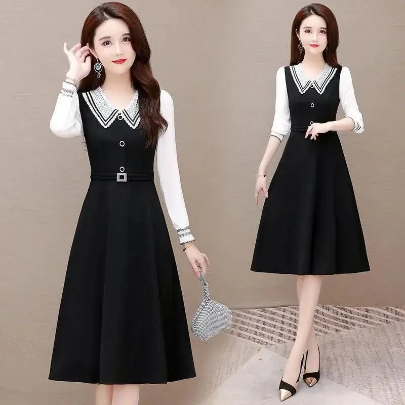 フォーマルな機会にぴったりの女性用長袖サテンY2K格安カジュアル厚手シルク服KPOP風Aラインシフォンドレス