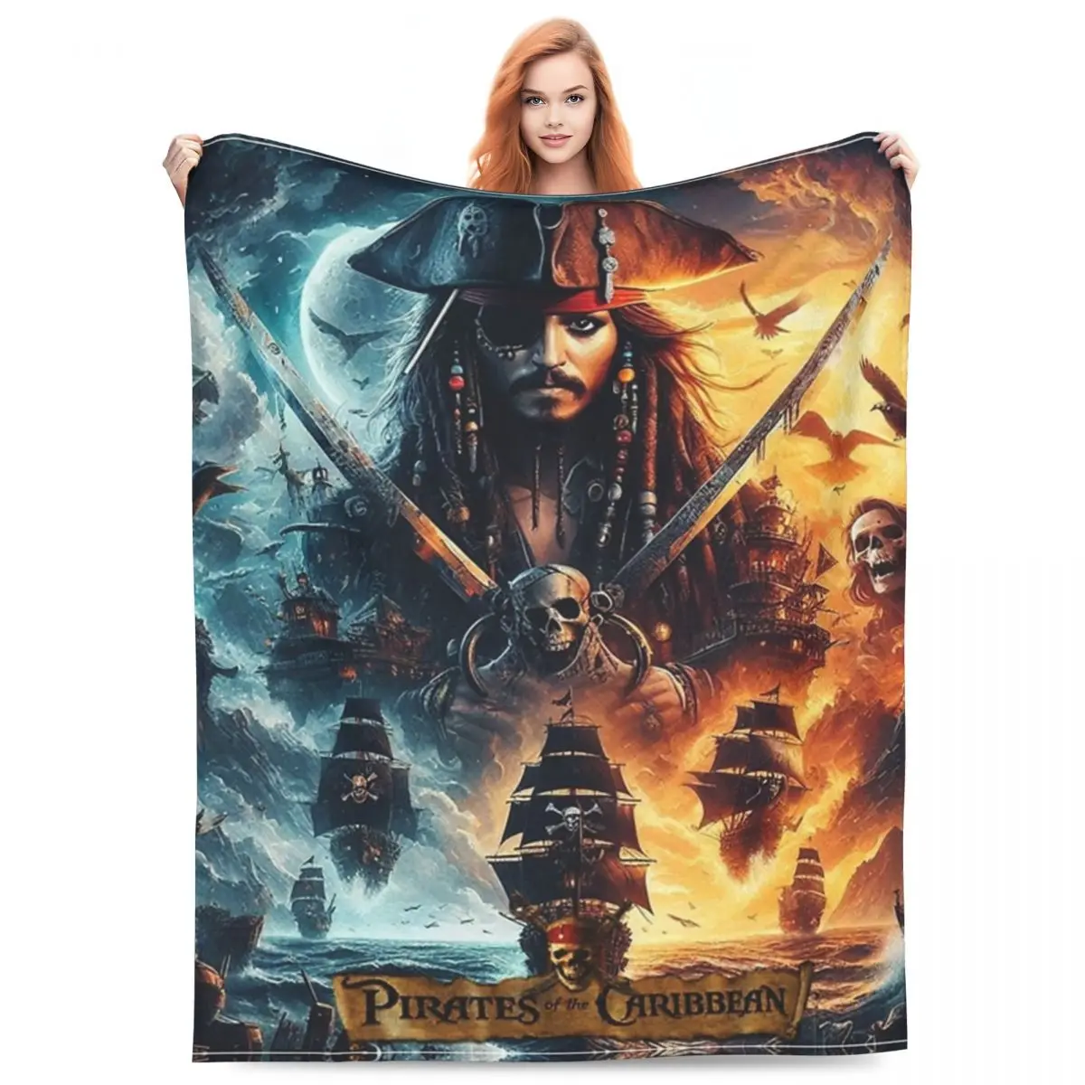 Pirates Of The Caribbean Dead At World Blanket Quality Warm Soft Bedding Throws Winter Decorative Living Room Fashion Bedspread