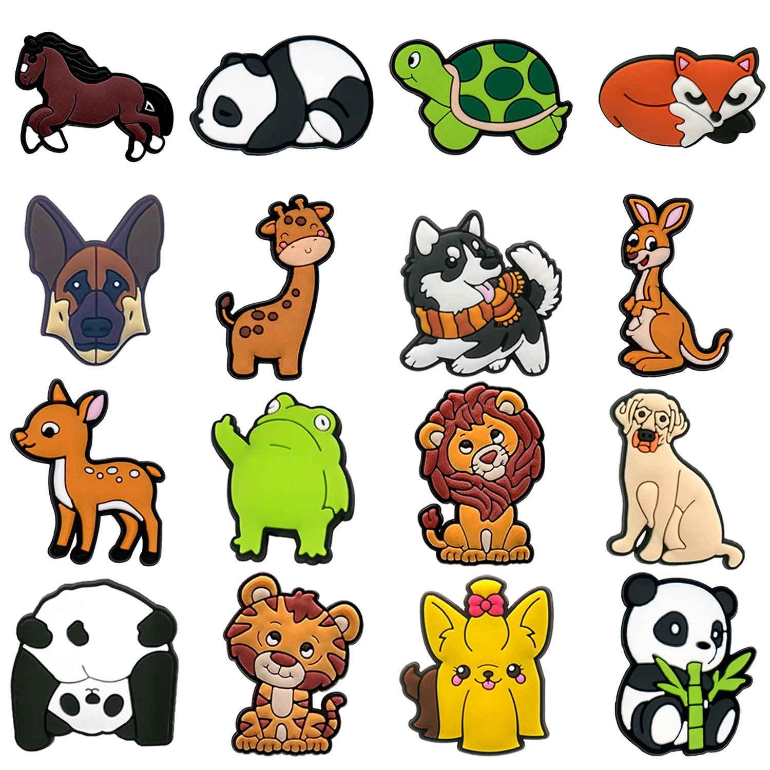 Dijes Kawaii de animales para decoración de zapatos, adornos para alfileres, Panda, canguro, ciervo, flamenco, 1 piezas