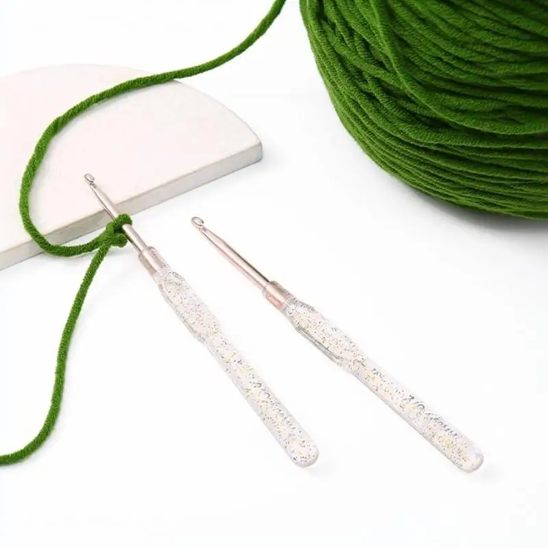 7 PCS Aluminum Crochet Hooks Set 2 To 5 Mm Colorful Clear Handles For Yarn Knitting DIY Hats Scarves Amigurumi Crafts