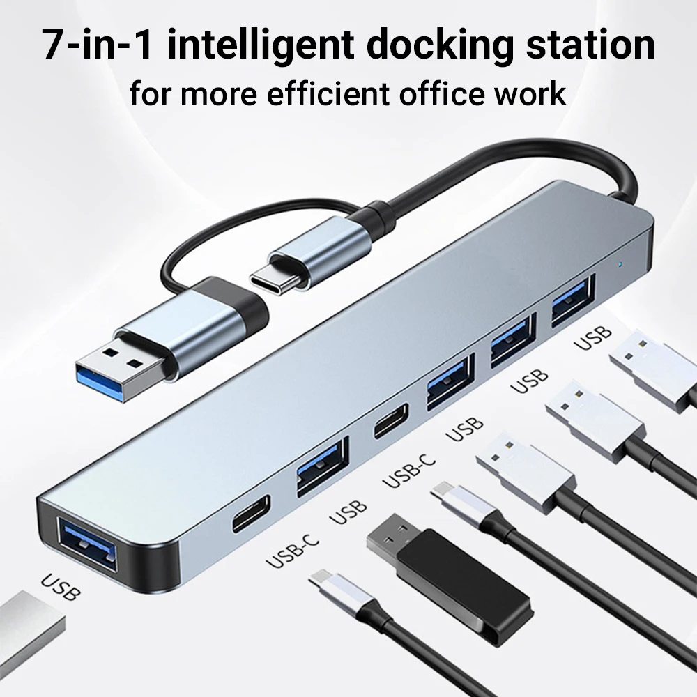 Docking Station Compatible With A Wide Range Of Tablets And Laptops Featuring USB-C Ports Mini Design Compact Adapter HUB-C027