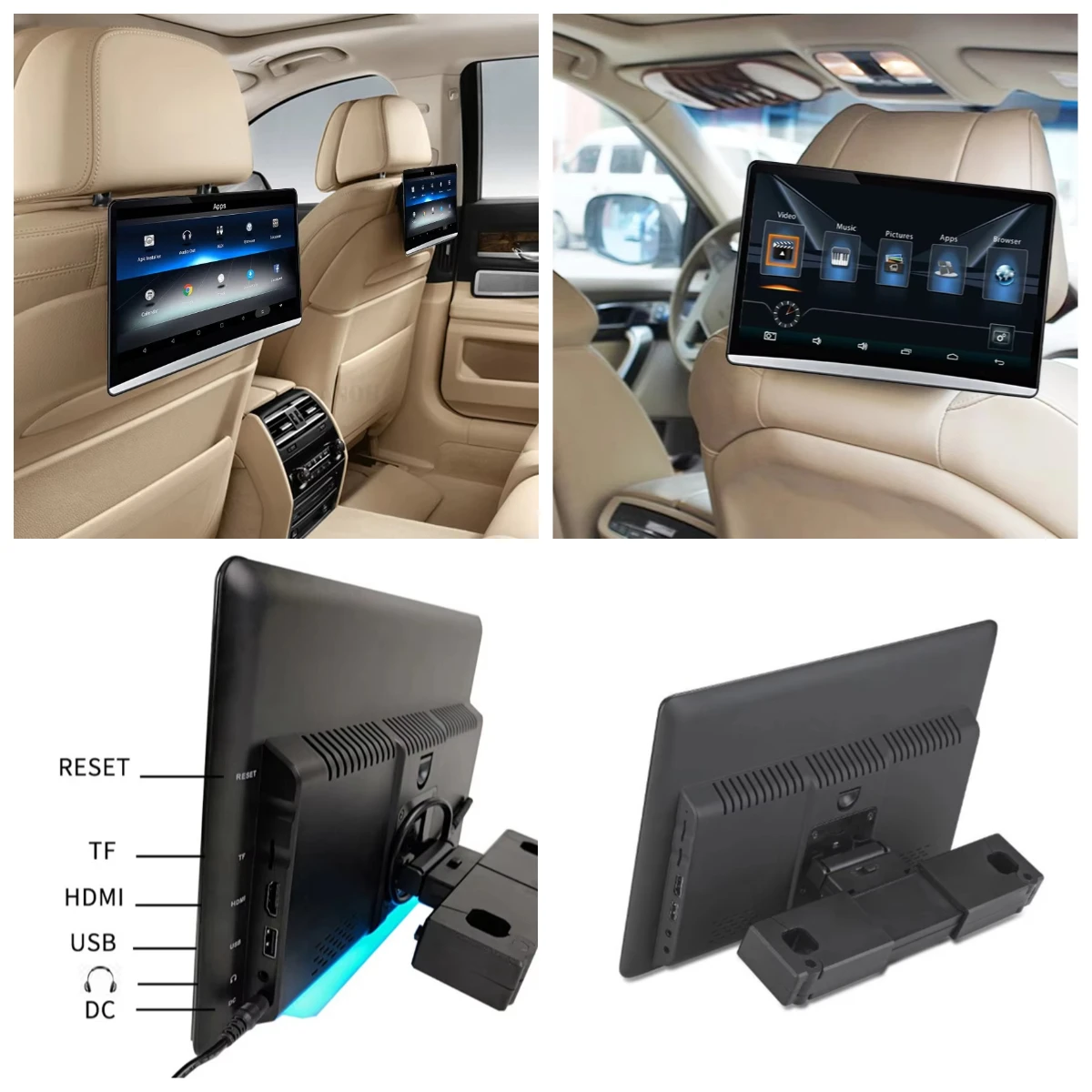 NAVIHUA Android 13.3 Inch 1080P Play Car  Rear Seat Entertainment System Touch Screen Car Headrest