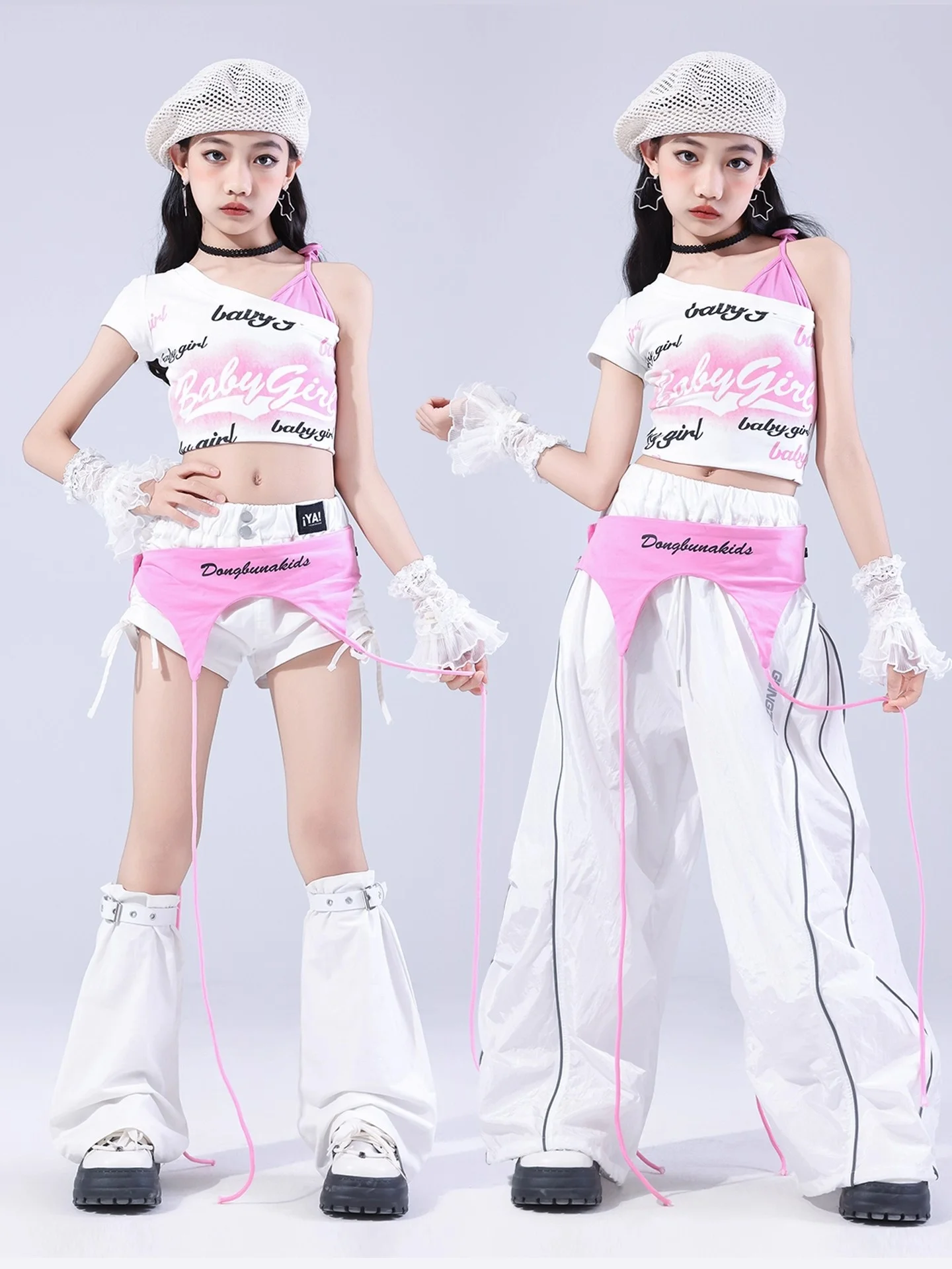 

Kpop современный джазовый танцевальный костюм для девочек, хип-хоп, танцевальная одежда для черлидинга, укороченные топы, шорты, брюки, сценическая одежда BL16816