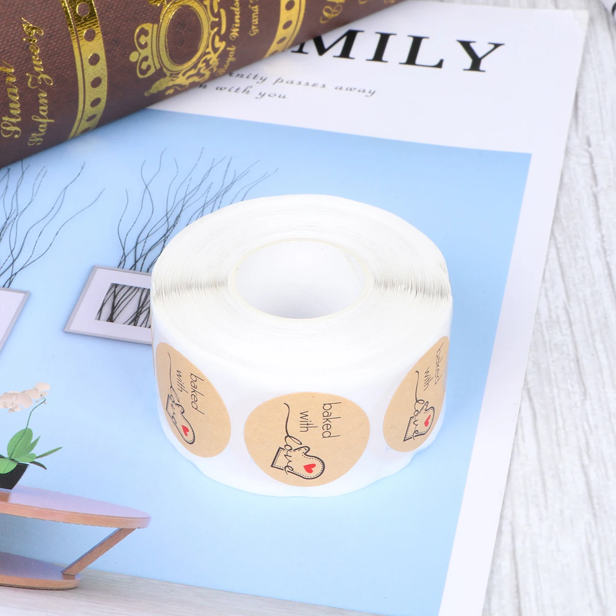 

Pantry Labels Cowhide Stickers Gift Tags Baking Packing Round Self-adhesive DIY