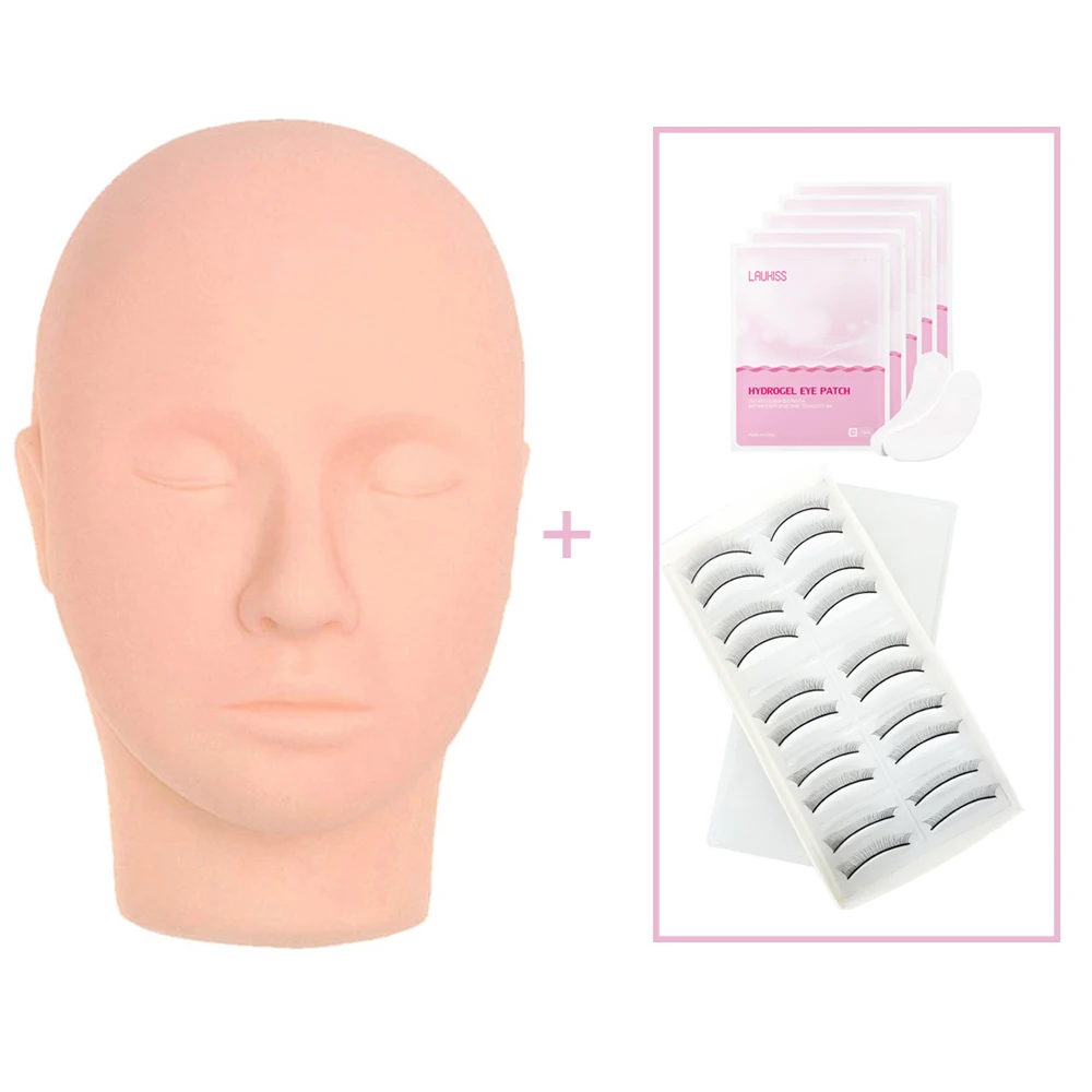 Mannequin d'extension de cils fait à la main pour débutants, formation, pratique, faux cils, coussinets, fuchsia, outils d'extension des yeux