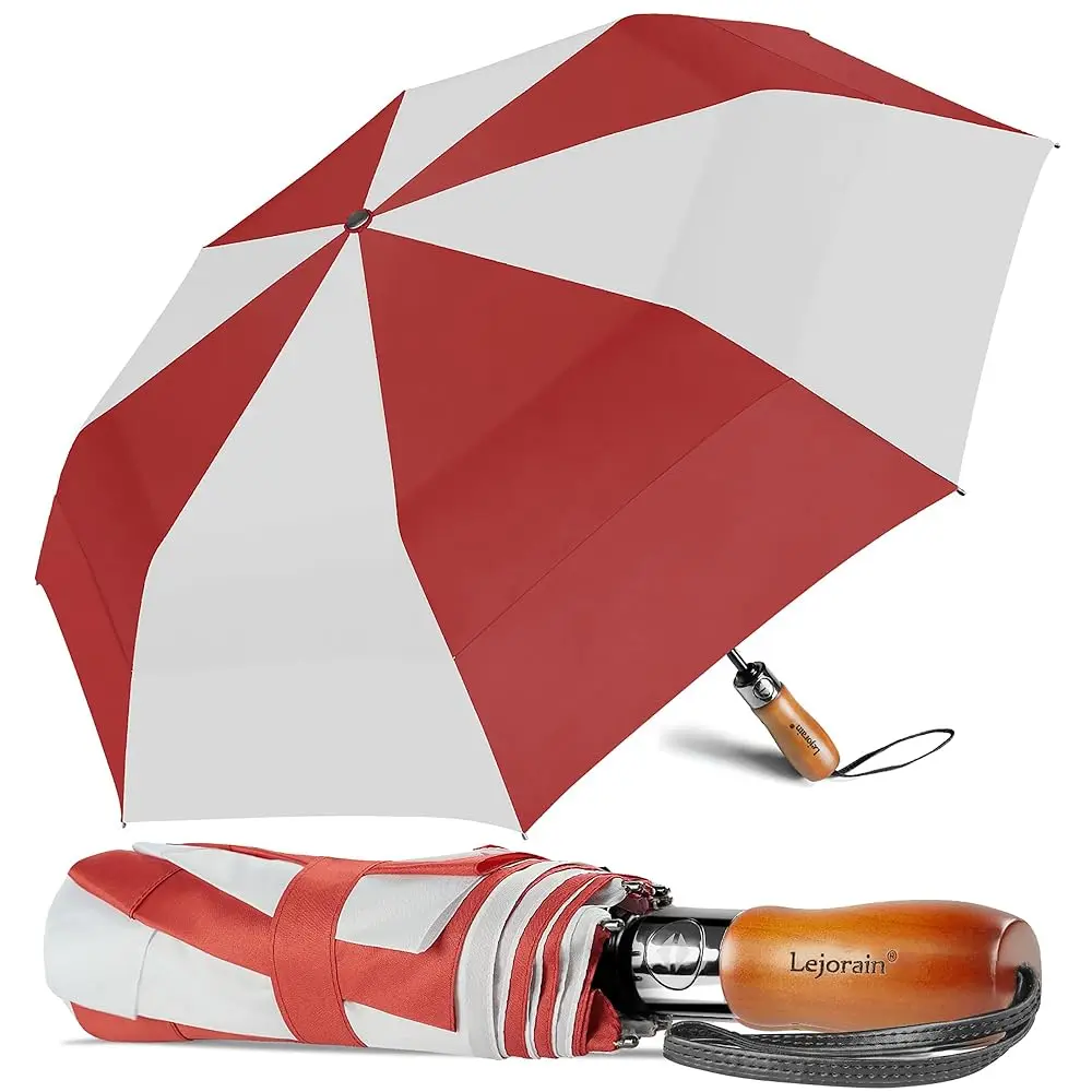 

54 inch Golf Umbrella Collapsible - Large Portable Travel Umbrella Compact Auto Open Close Heavy Duty Windproof Vented Umbre