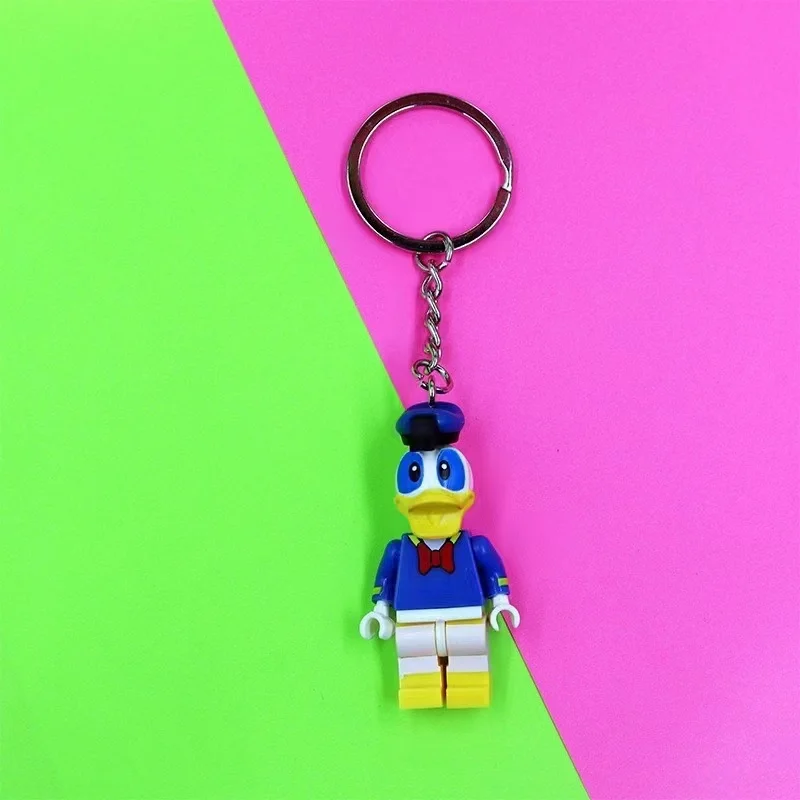 Disney Mickey Animation Doll Keychain Cute Building Blocks Buzz Lightyear School Bag Pendant Unicorn Toy Story Gift Wholesale