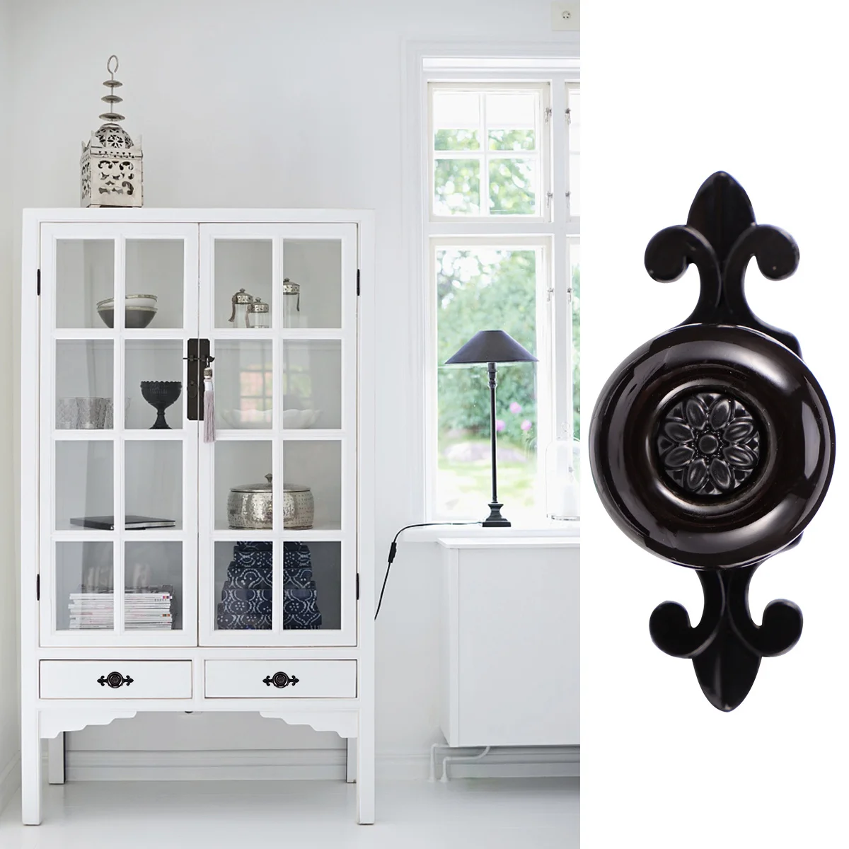 

2Pcs Stylish Ceramic Cabinet Pull Bar Zinc Alloy Drawer Knob for Furniture Wardrobe Home Bathroom Decoration Black