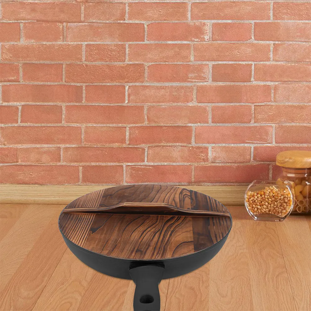 

Wooden Wok Lid Anti-splash Pot Cover Universal Protector Kitchen Gadget Safe Material Large Handle Efficient Design Necessary