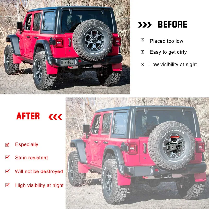 Rear License Plate Relocation Kit Fits for 2018 -2024 Jeep Wrangler JL JLU