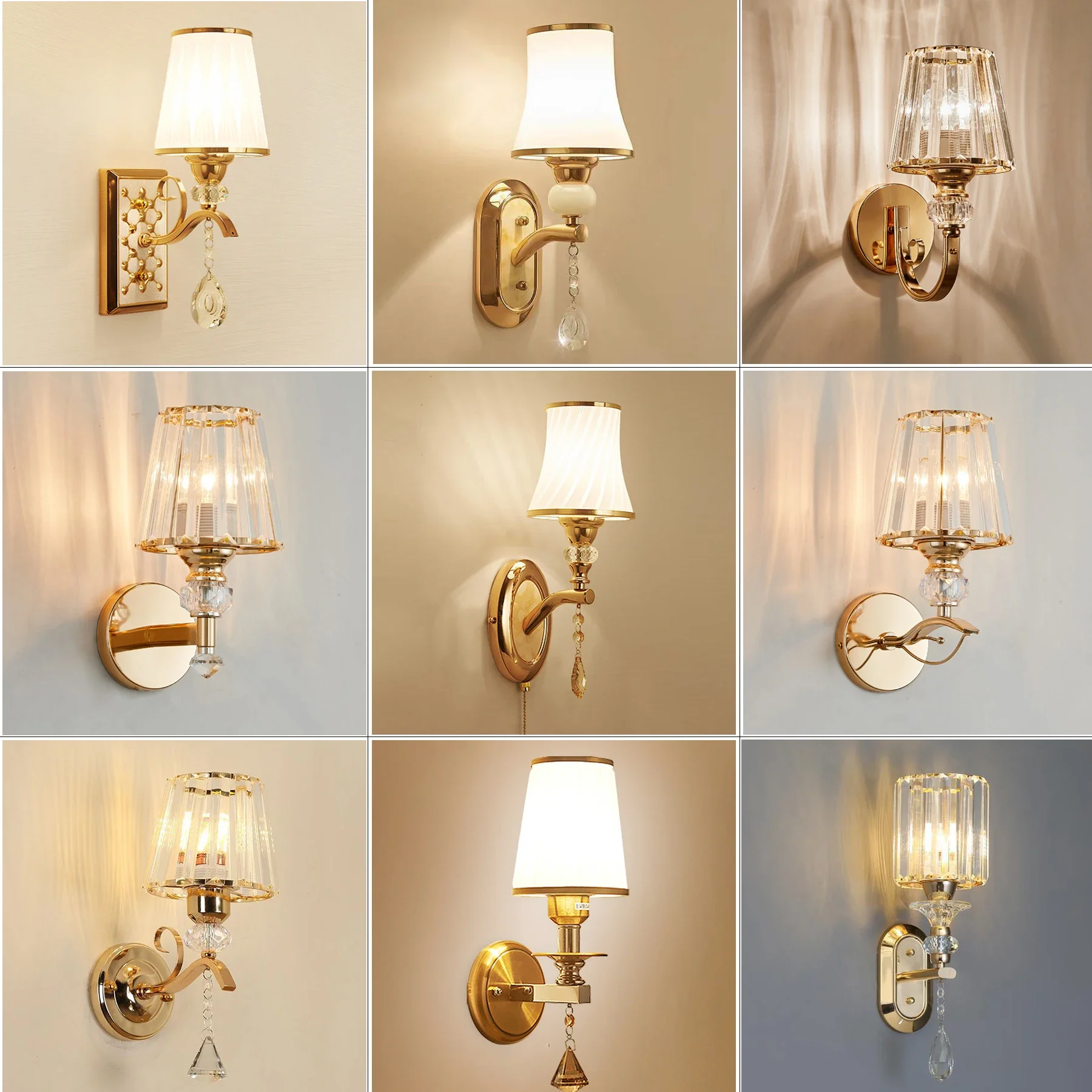 Vintage Wall Sconces with Pattern Glass Shade Adjustable Retro Gold Wall Mounted Light Modern Wall Lamp Fixtures Decor