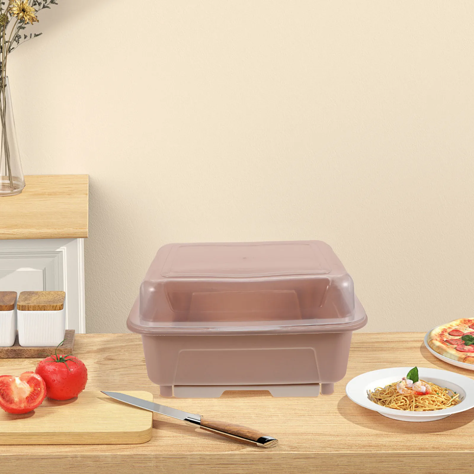 

Dish Drying Rack With Cover Multifunctional Tableware Storage Box Bowl Chopstick Holder Kitchen Drain Board Organizer