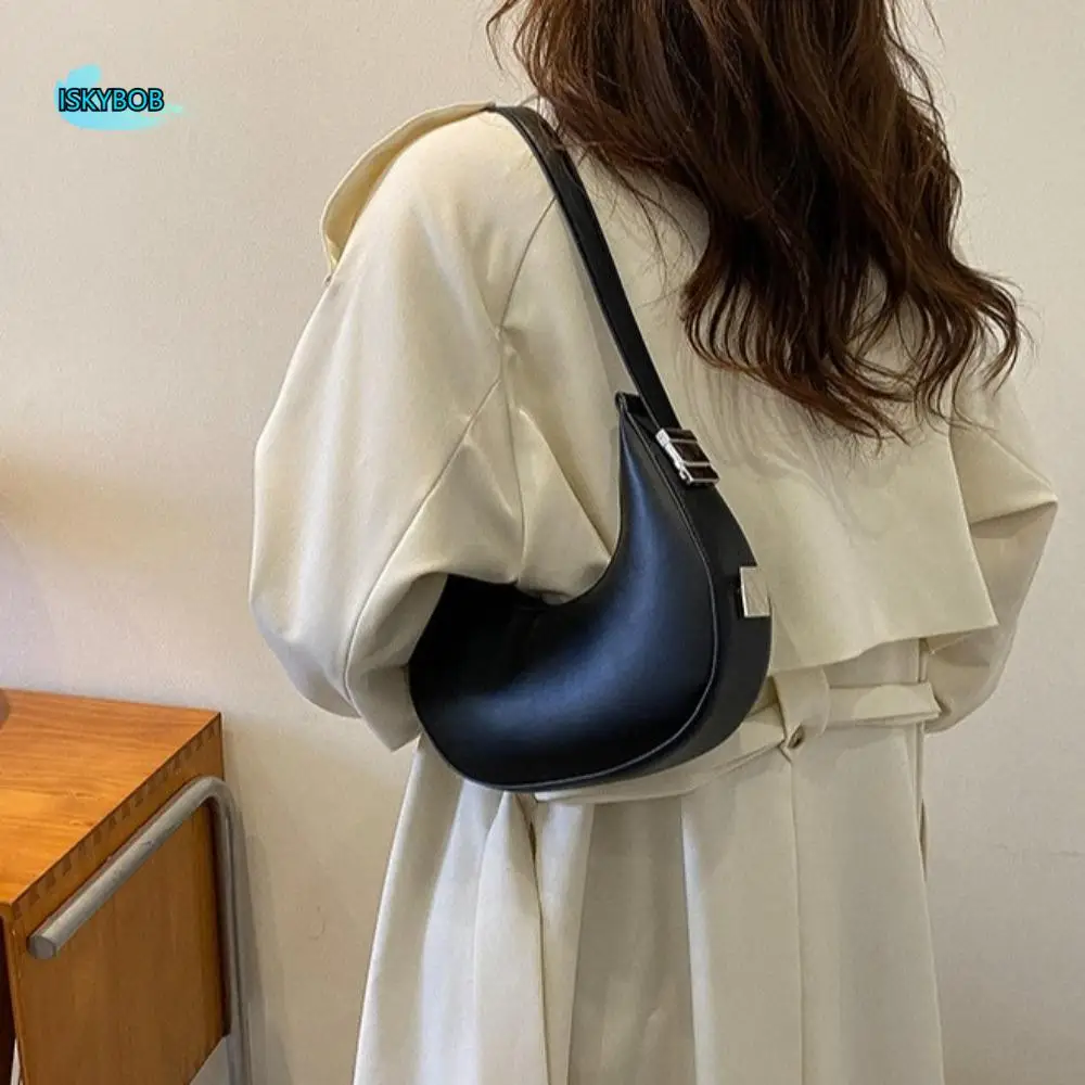

Classic Solid Color PU Leather Underarm Bag Handbag Y2K Women Hobo Bag Shoulder Bag Korean Style New Moon Bag Outdoor
