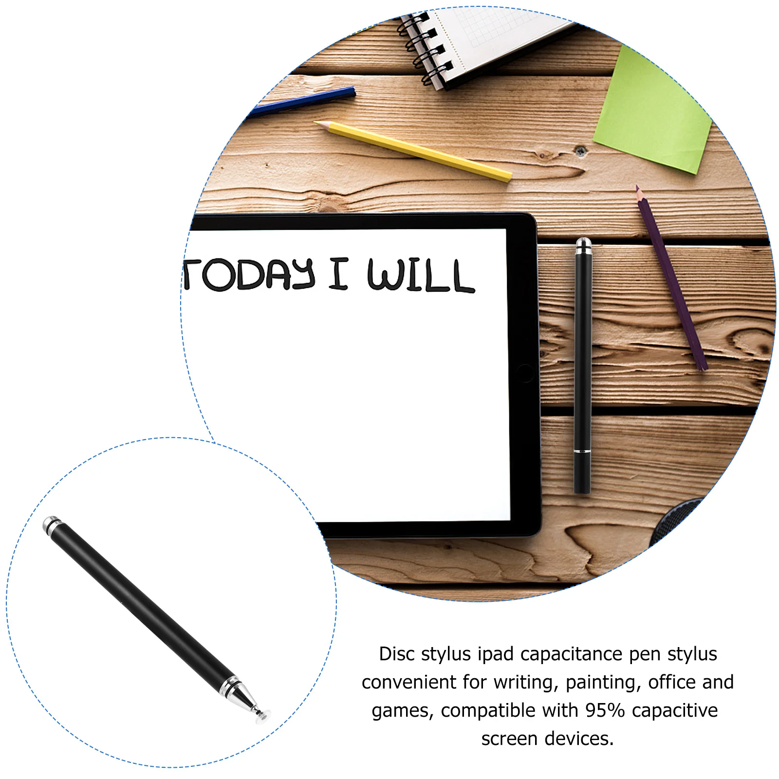 

1Pcs Capacitive Pen Durable Stylus Pencil Precise Positioning for Touch Screen Devices Compatible Universal Disc