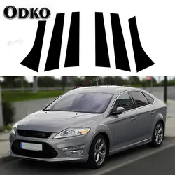6Pcs Car Door Window Frame Pillar Post Stickers for Ford Mondeo MK4 2008 2009 2010 2011-2013 B C Column Cover Styling Decoration