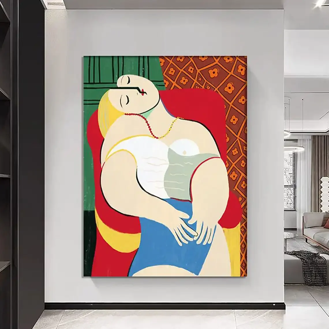 Abstract Picasso Style Oil Painting on Canvas  Original Handmade Large Wall Art  Cubism Figurative Paintings  Hand Painted Artwo