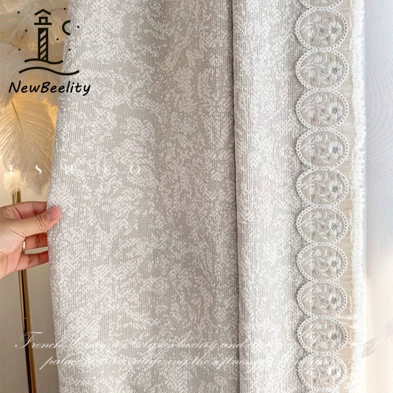 

French Cream Style Retro Style High-end Dark Pattern Jacquard Blackout Curtains for Living Room Bedroom Dining Luxury Decoration