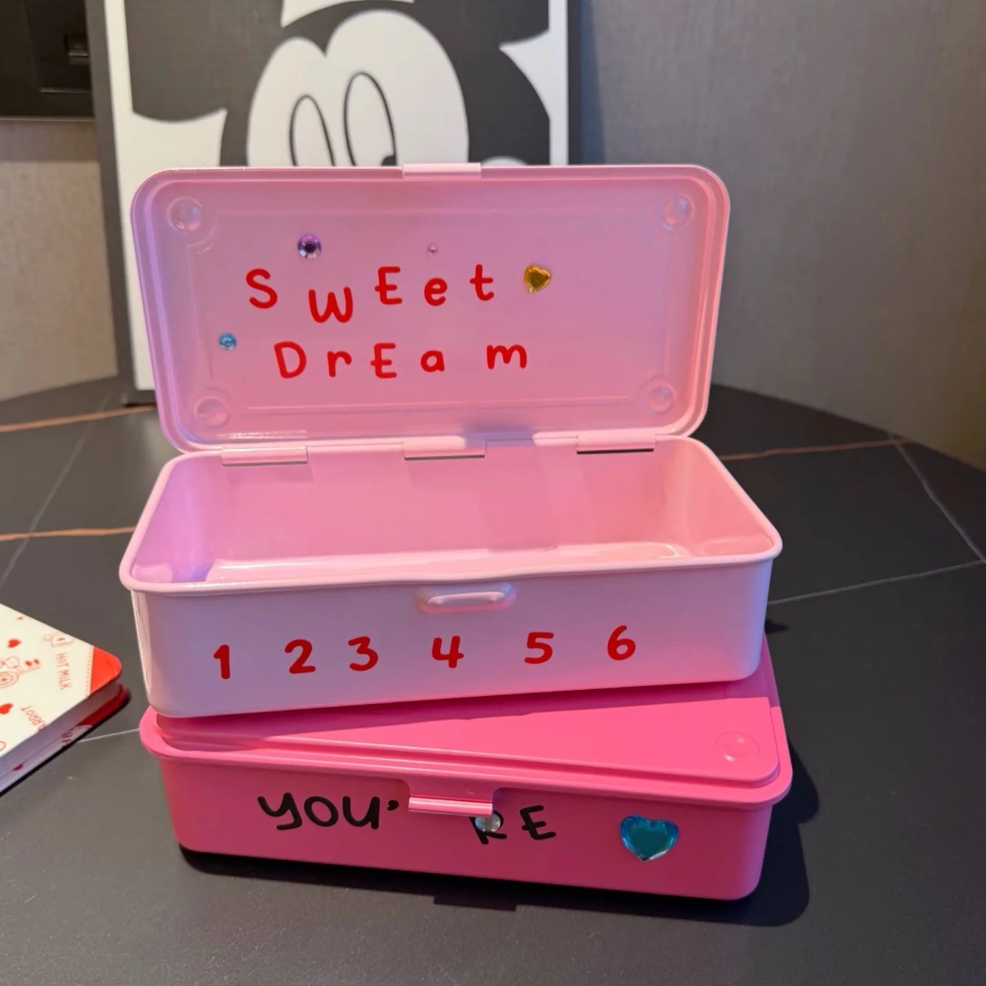 Multifunctional Metal Desktop Storage Box Kawaii DIY Stickers Cards Photos Clips Organizer Collection Box