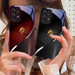 Tempered Glass Phone Case For Samsung Galaxy S10 4G S20 11E 30 S21 21Fe 22 Pro S23 Ultra 5G S8 S9 Chinese Loong Powder