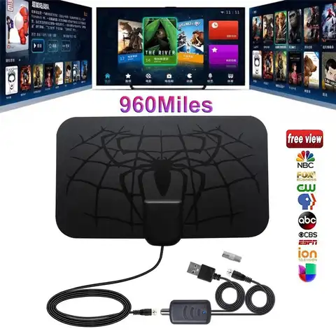 Indoor 1500 Miles Digital Antena TV Aerial Amplified HDTV Antenna 4K DVB-T2 Local Channel Broadcast