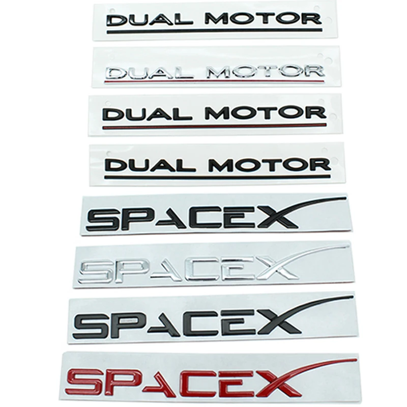 

3D ABS Logo DUAL Motor SPACEX Letters Nameplate Car Emblem Rear Trunk Badge Decal Sticker For Tesla Model 3 Y S X Accessories