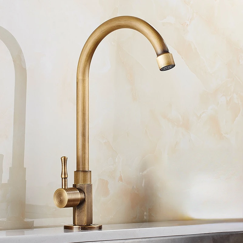 Brass Classic Faucets Cold Water Kitchen Faucet  Single Lever Bronze Brushed Finish  Tap